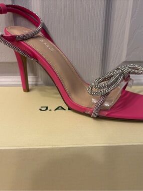 Adams Hot Pink Rhinestone Bow Slingback Heels